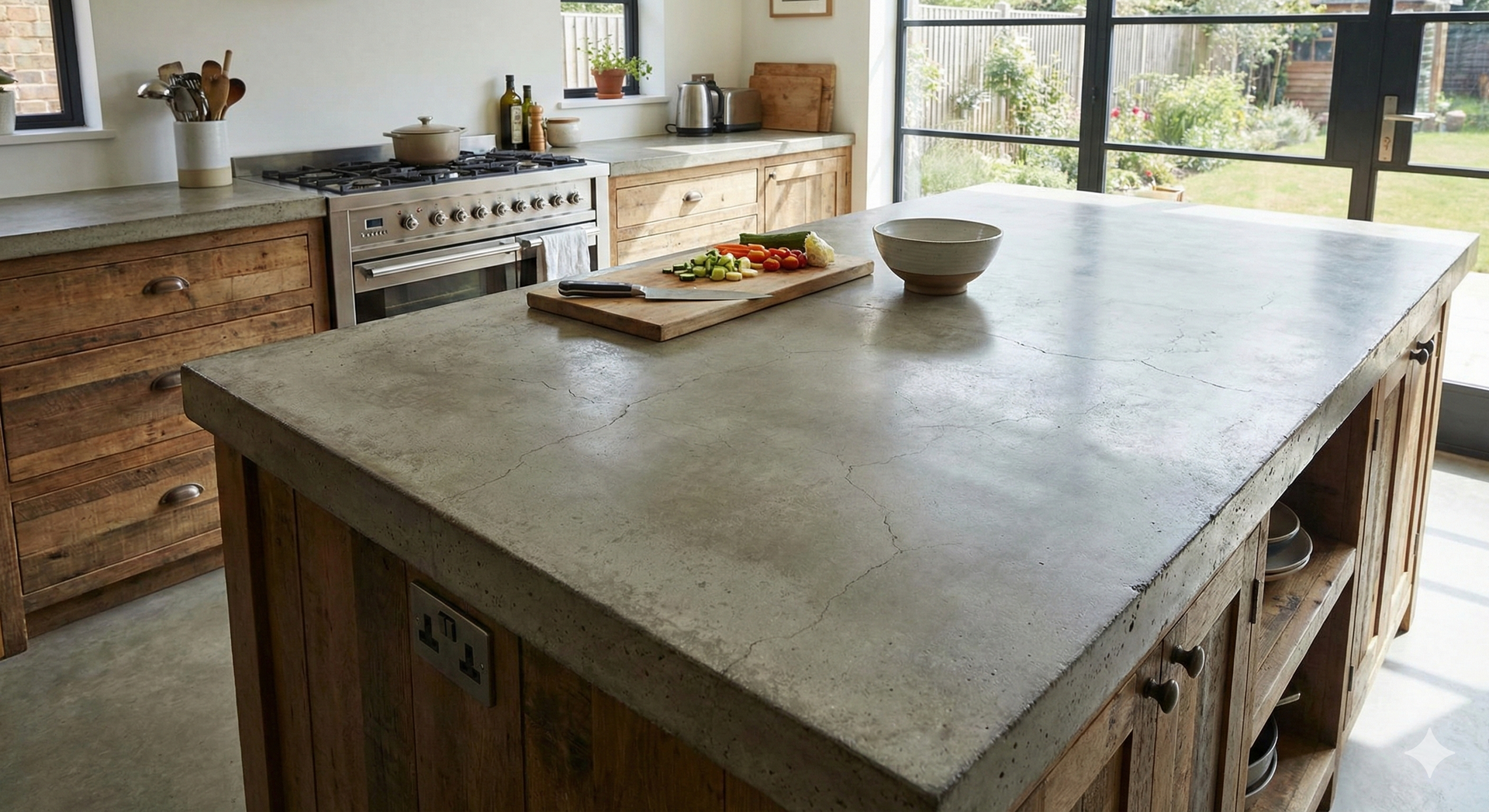 Modern concrete countertop contemporary kitchen