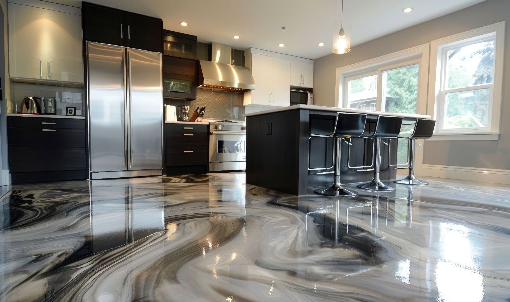 High-gloss epoxy floor transformation Des Moines
