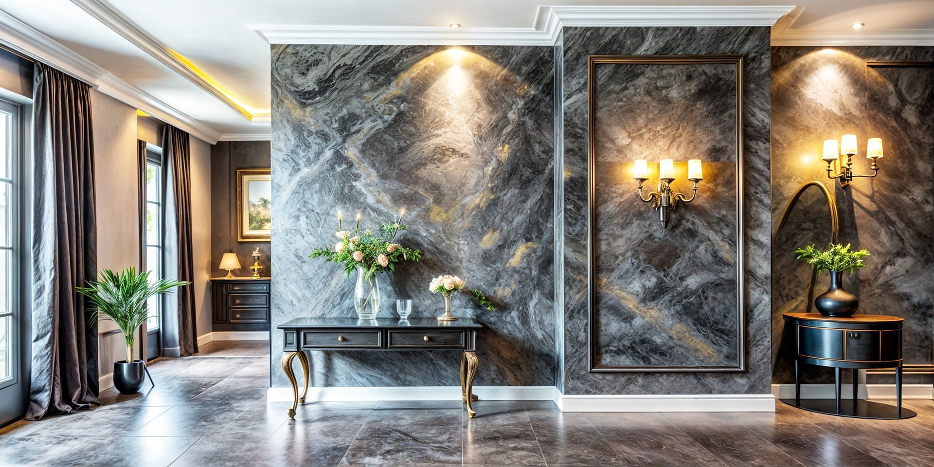 Polished Venetian plaster powder room