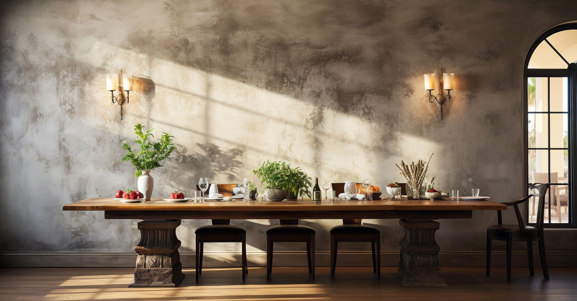 Soft matte Venetian plaster primary suite